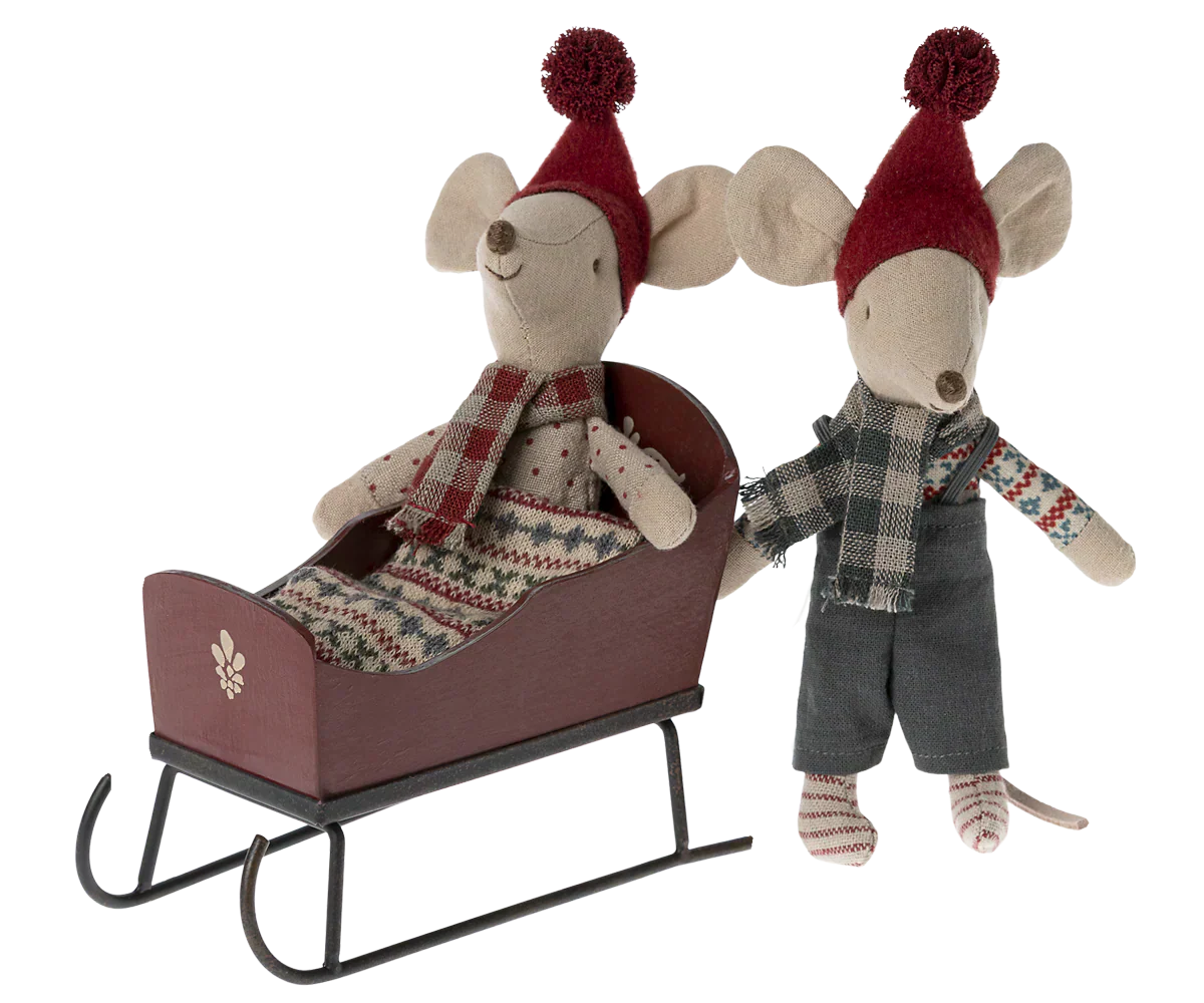 Maileg Sleigh, Mouse - Red