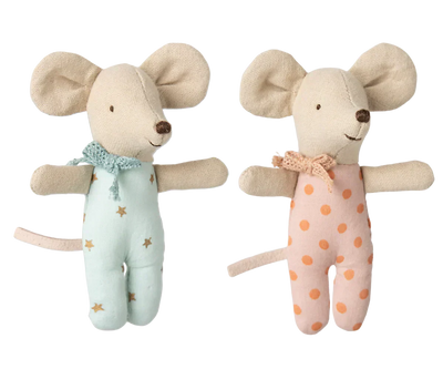 Maileg Twins, Baby Mice in Matchbox Stars/Dots