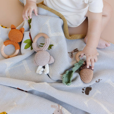 Teether Acorn Cotton Rattle Baby Gift Spring Summer Fall
