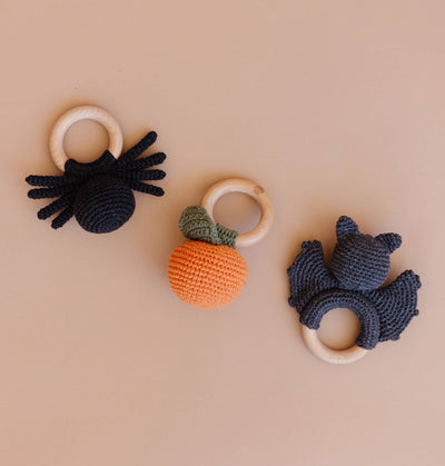 Teether Spider CottonCrochet Rattle Halloween Fall Toy Gift