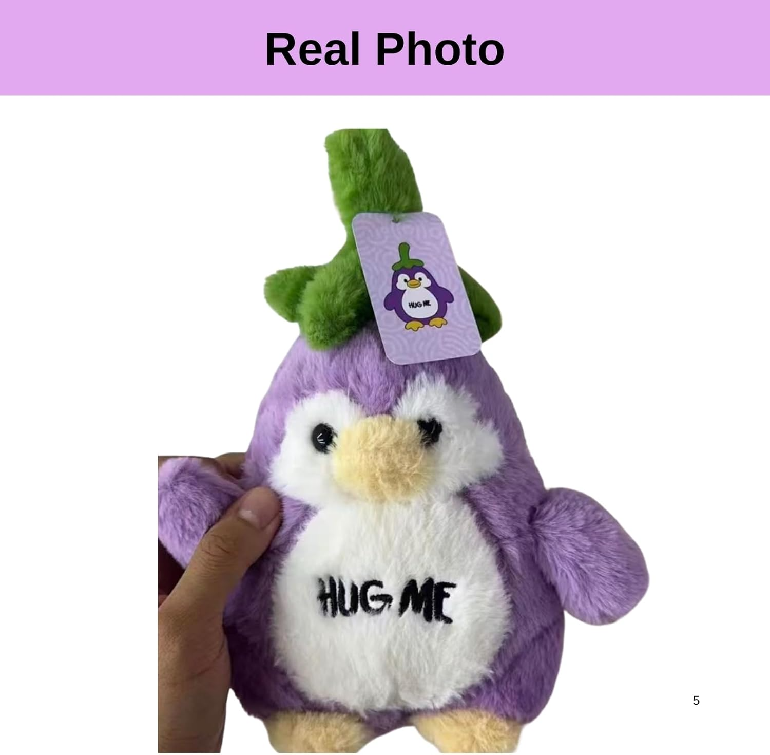 Purple Penguin Plush Toy 9.8" Soft Stuffed Animal for Kids