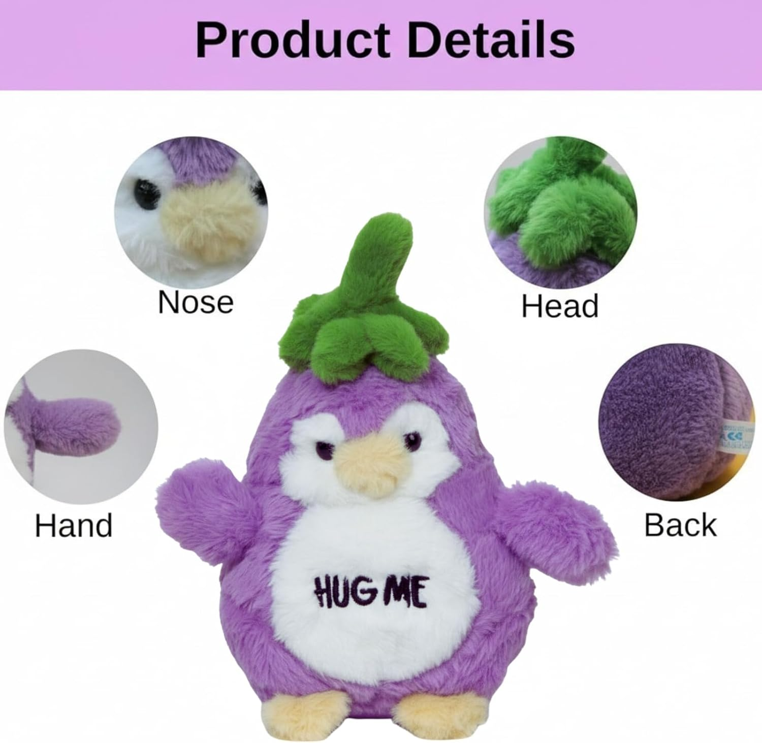 Purple Penguin Plush Toy 9.8" Soft Stuffed Animal for Kids