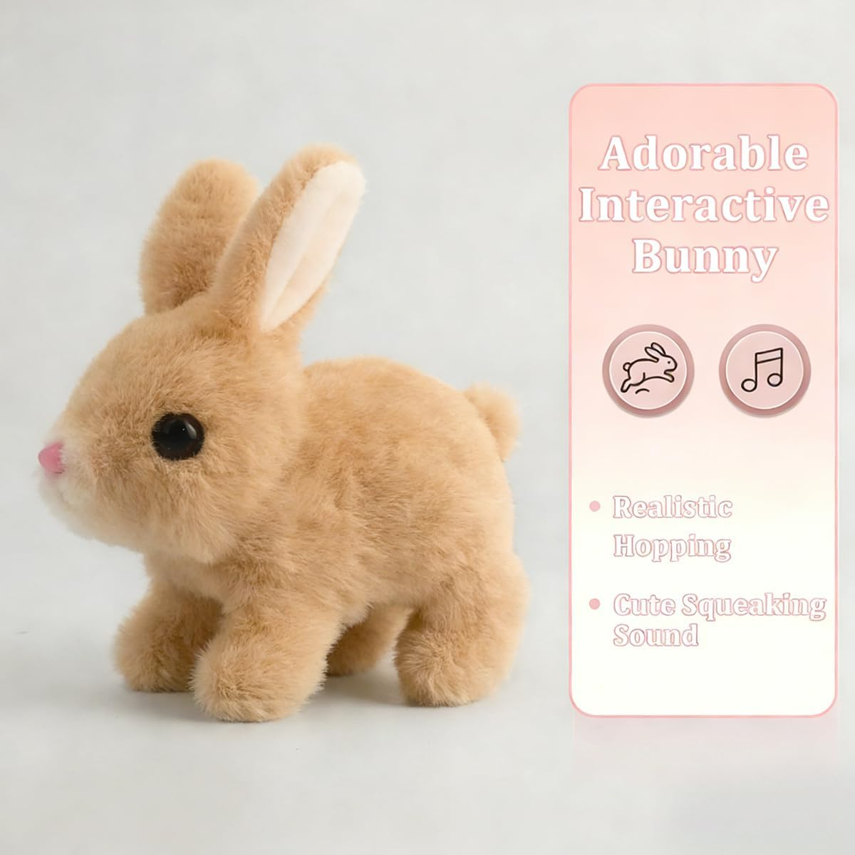 Brown Interactive Hopping Bunny Toy with Sound & Moving Ears