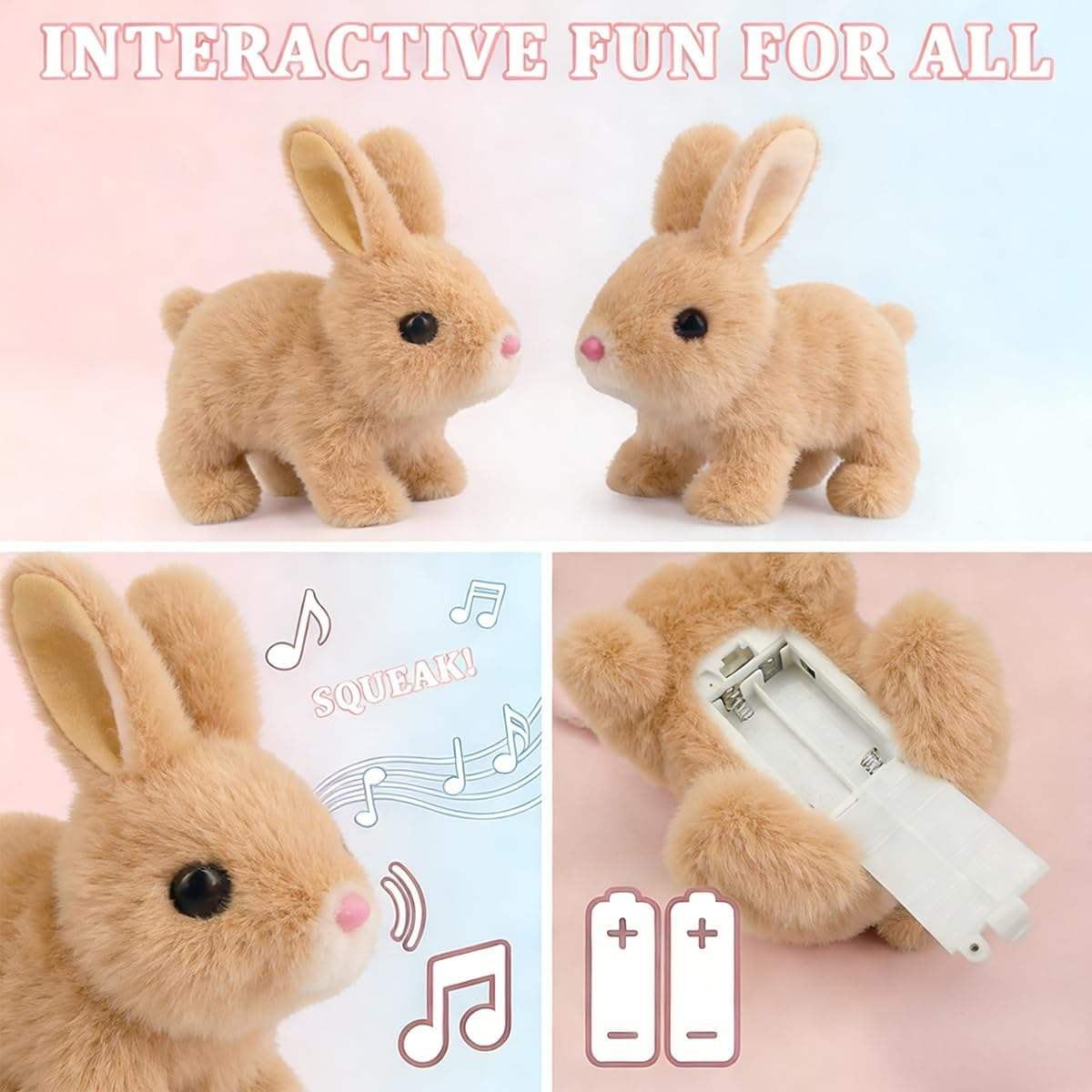 Brown Interactive Hopping Bunny Toy with Sound & Moving Ears