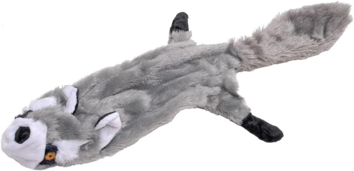 21" Squeaky Dog Toy Plush Raccoon No Stuffing Chew Toy