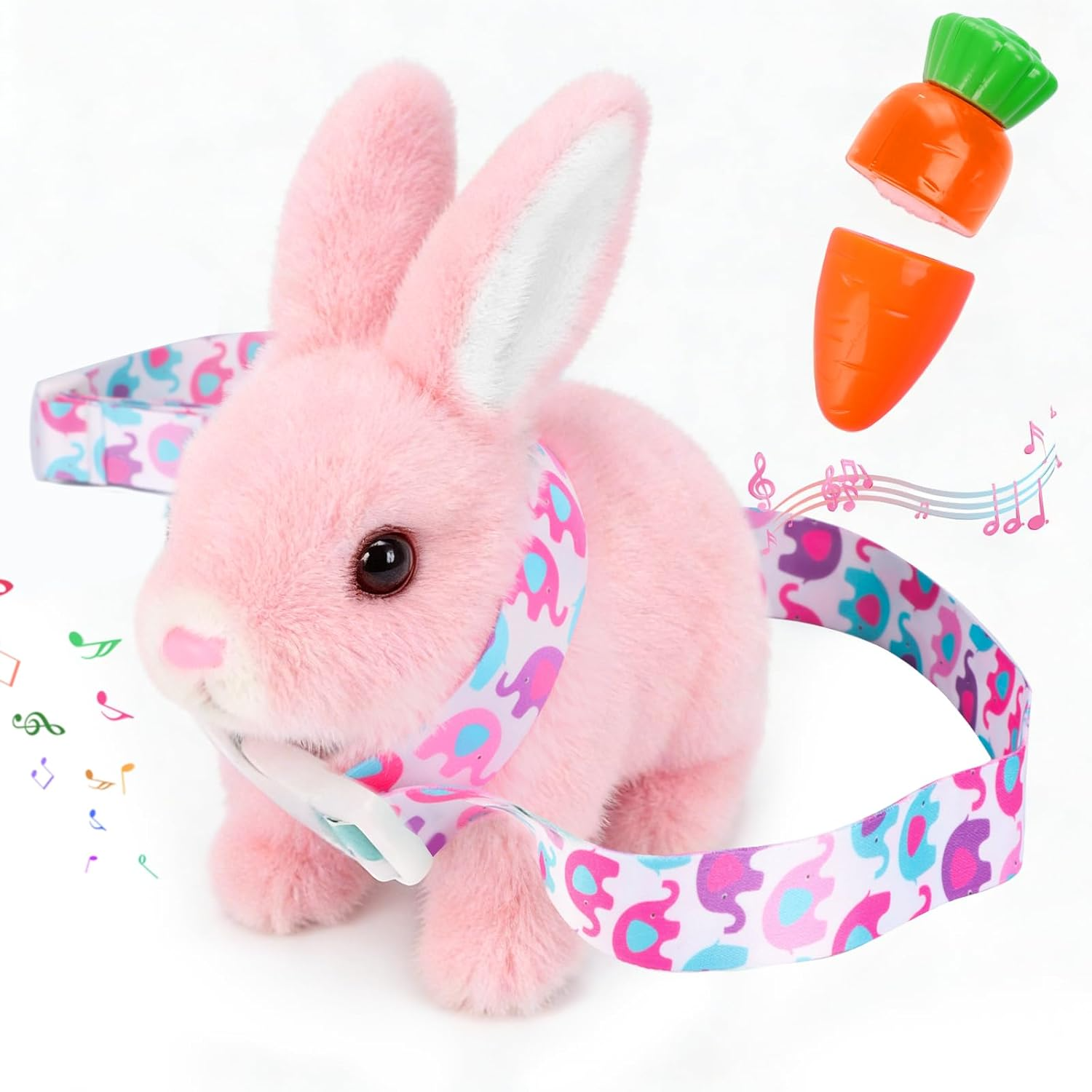 Pink Interactive Bunny Plush Toy with Sounds & Walking Motion